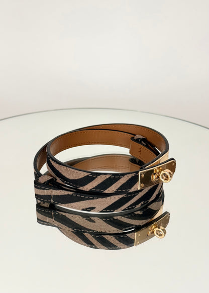 CNT435 CINTURA VERA PELLE REGOLABILE ANIMALIER