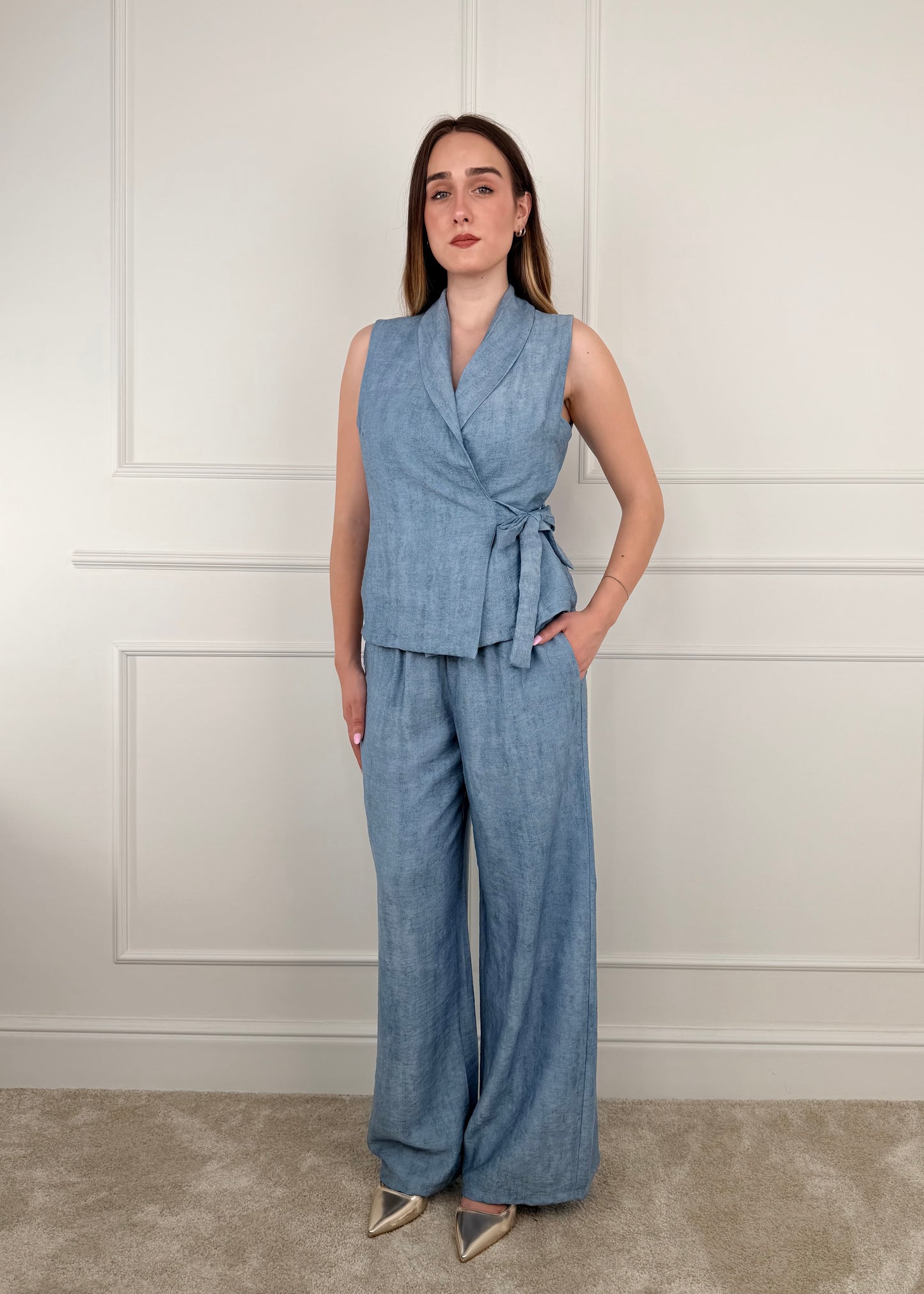 5957 - COMPLETO PANTALONE E GILET CHIUSURA A PORTAFOGLIO