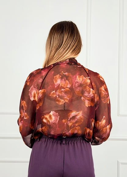 DL93799 - CAMICIA FLOREALE CON FIOCCO • NODO