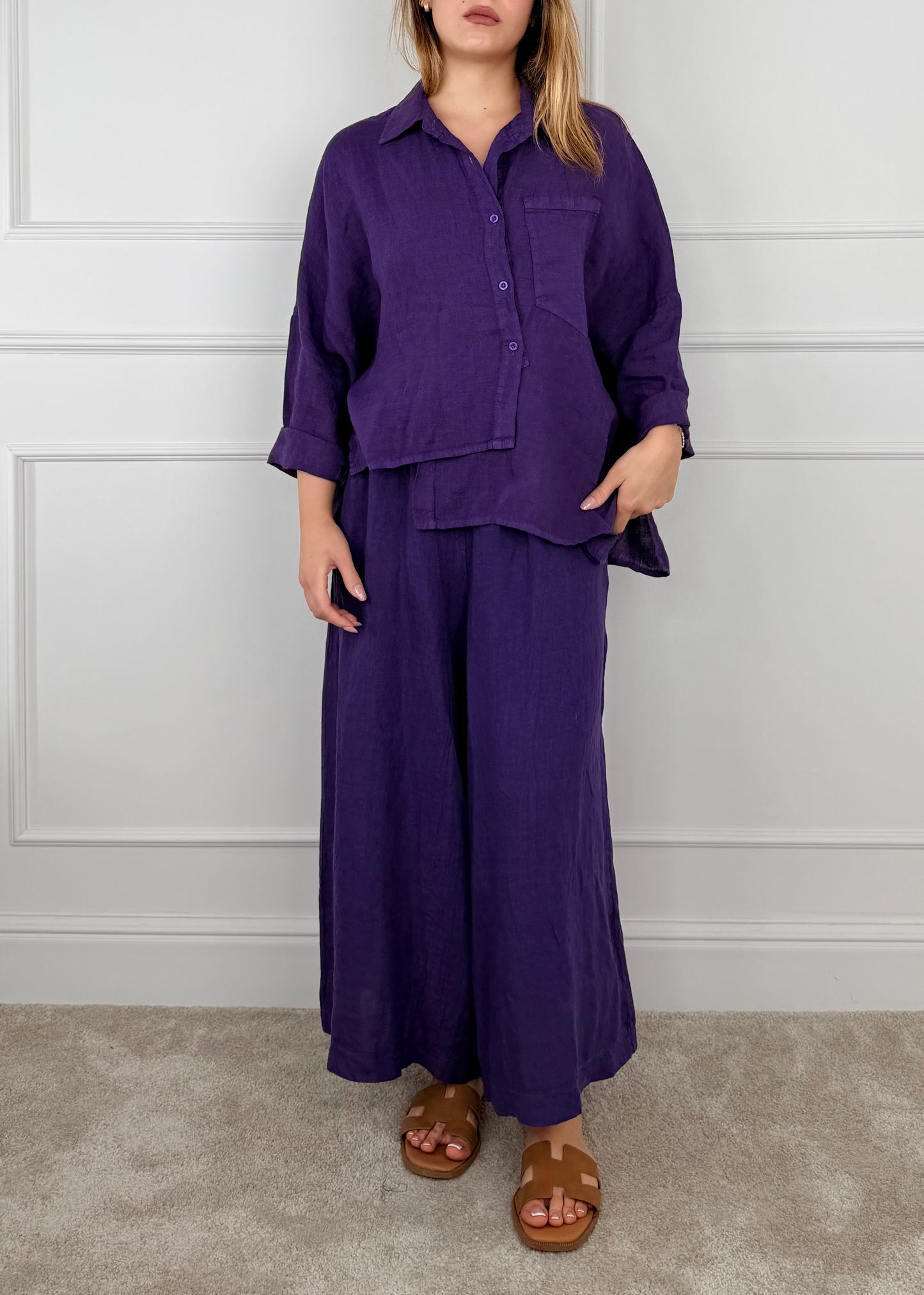 6645 PANTALONE PALAZZO IN LINO