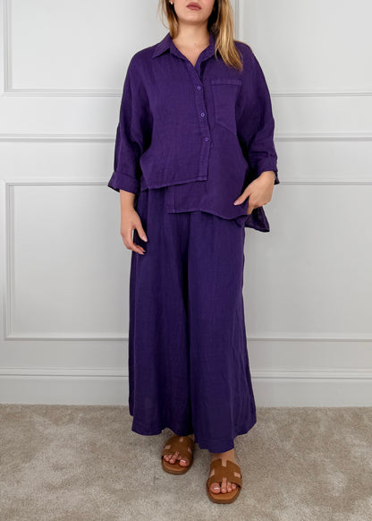 6645 PANTALONE PALAZZO IN LINO