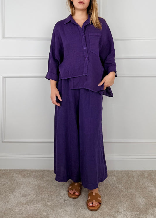 6645 PANTALONE PALAZZO IN LINO