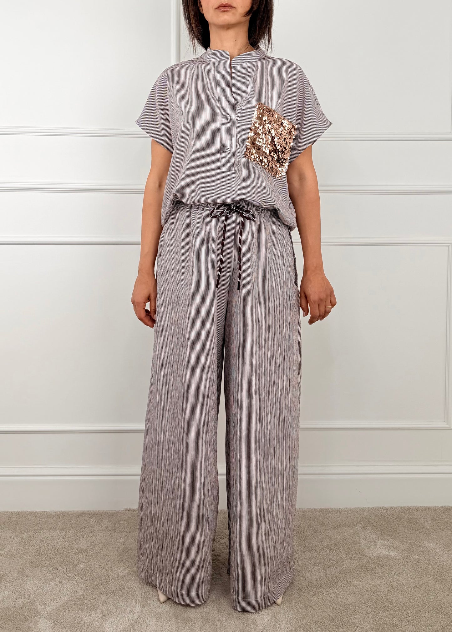 XU1583 - TENSIONE IN PANTALONE PALAZZO FANTASIA RIGHE