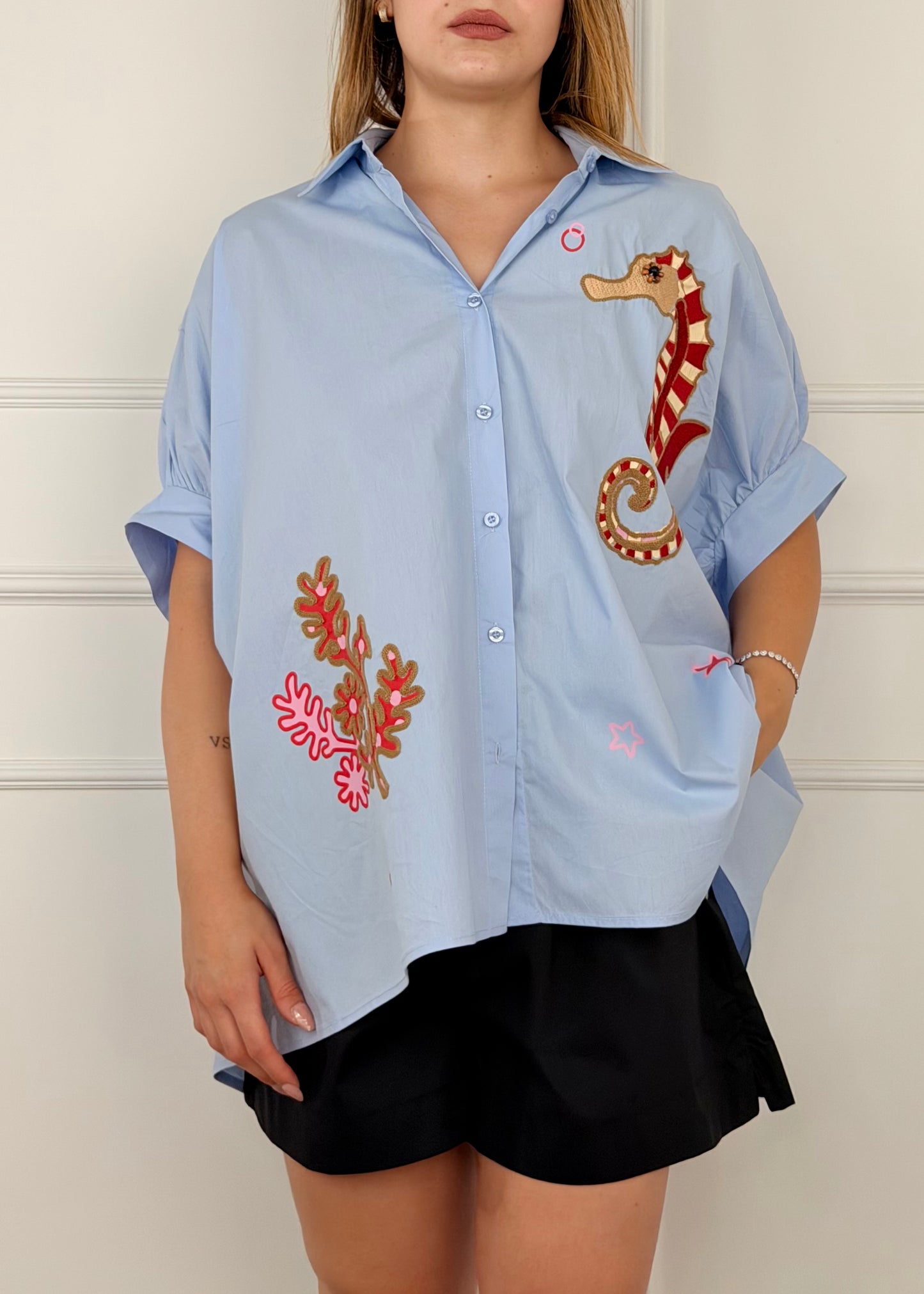 LG1036 - CAMICIA OVER IN POPELINE DI COTONE