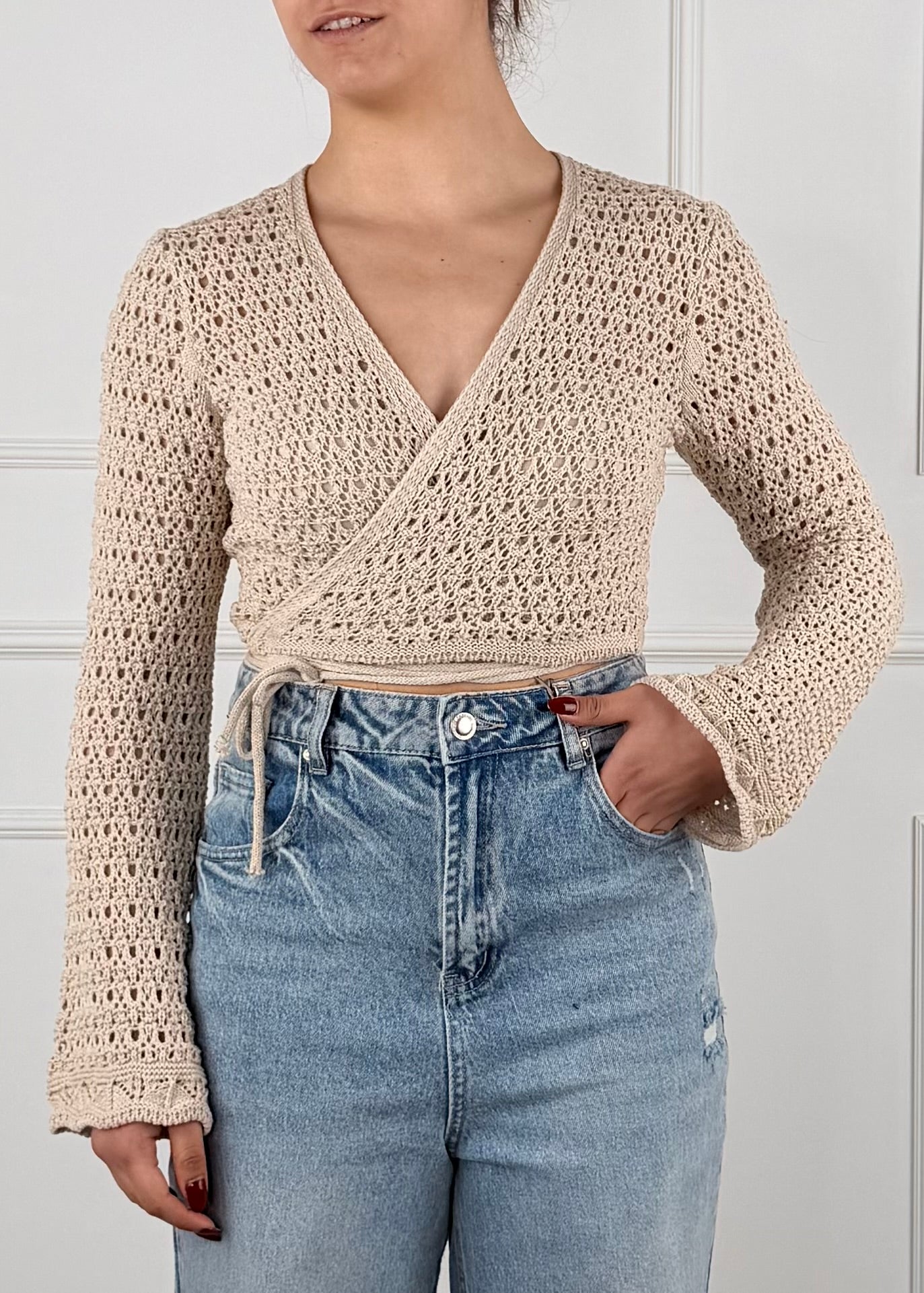 25007 - MAGLIA CROP AD INCROCIO IN CROCHET