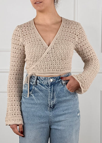 25007 - MAGLIA CROP AD INCROCIO IN CROCHET