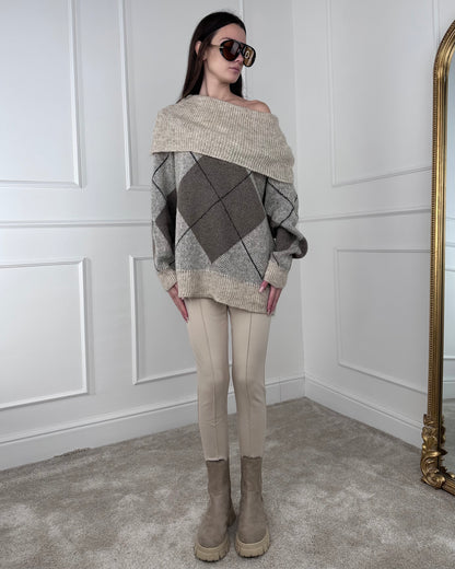 I92847 - BREND MAGLIA ROMBI MISTO MOHAIR