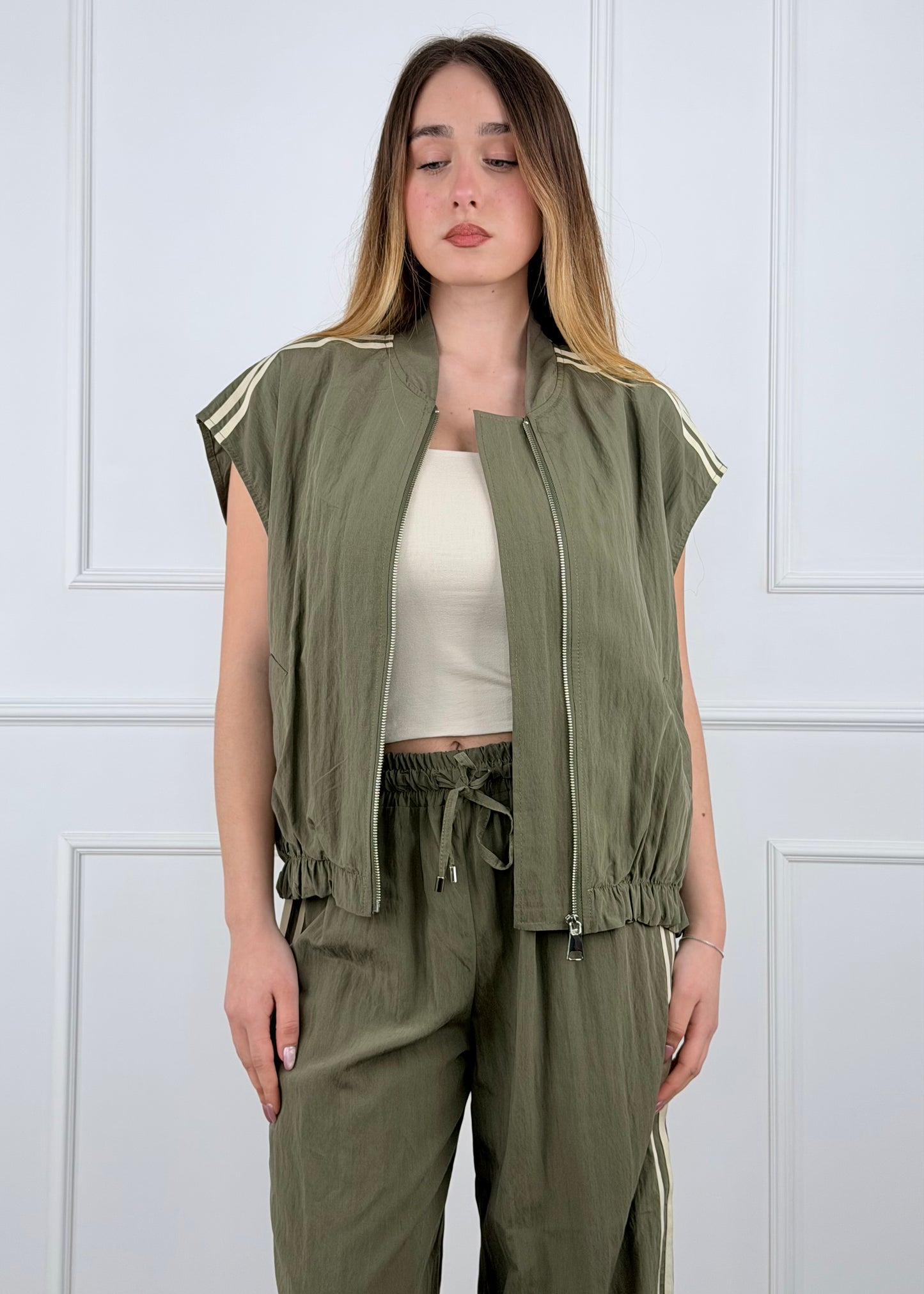 H522621 - BREND BOMBER SMANICATO CON BANDE