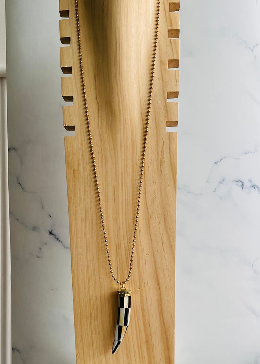 CLN.COLLANA CORNO BIANCO NERO