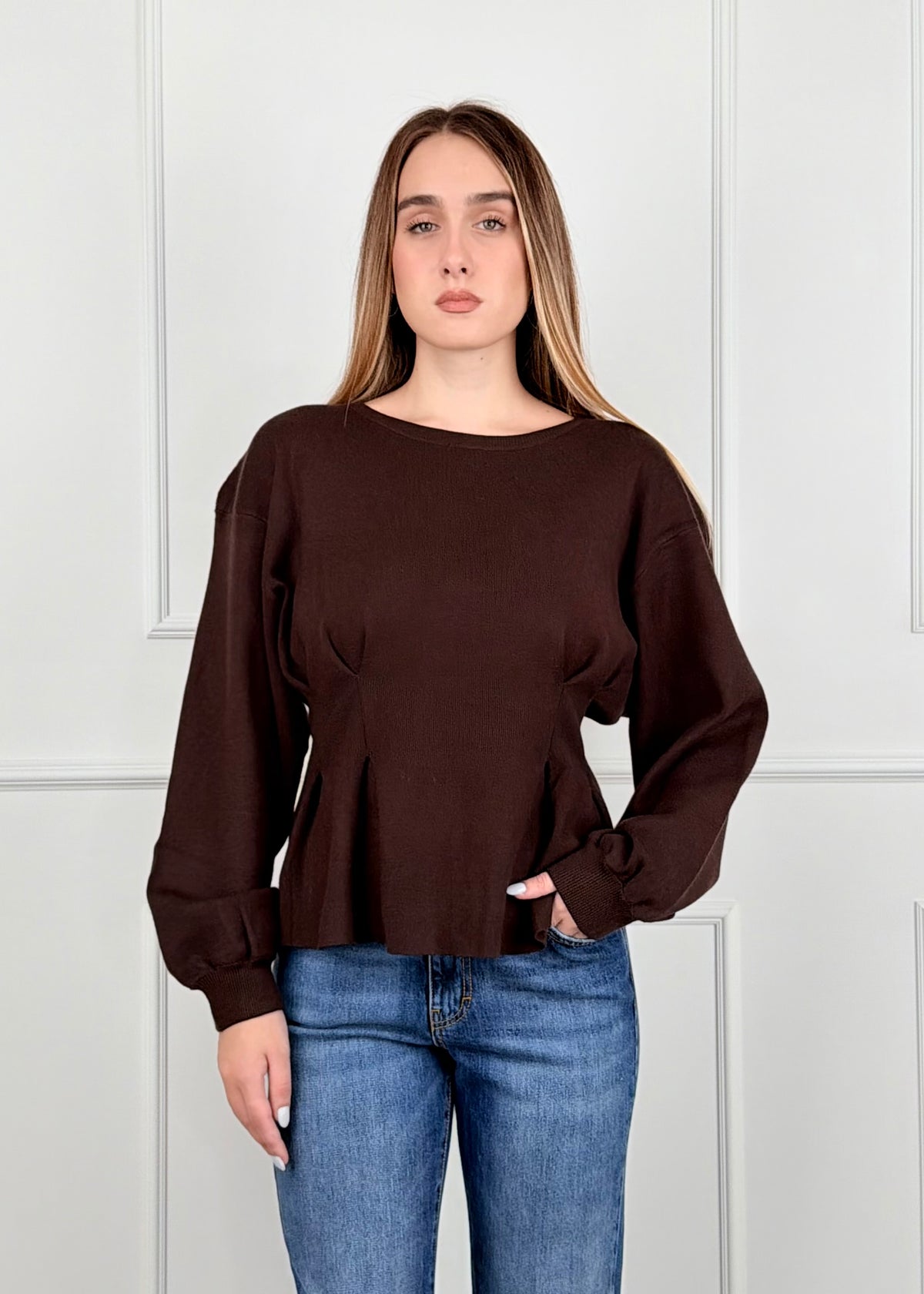 M5747L MAGLIA CON CORSETTO STRINGATO REGOLABILE SUL RETRO