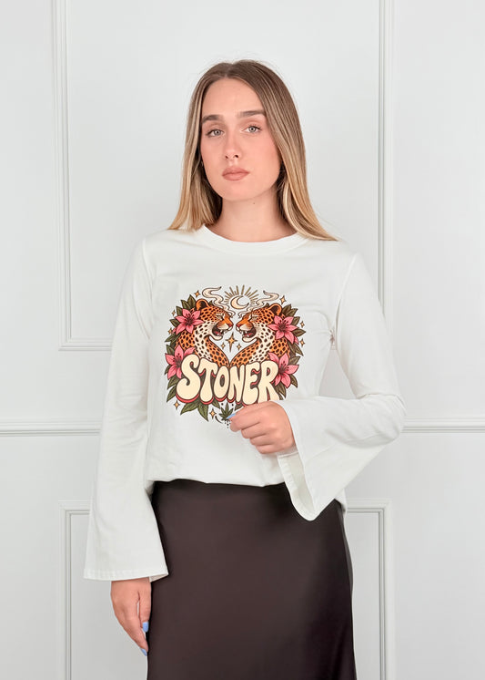 OG02319 - MY-D T-SHIRT MANICA LUNGA A CAMPANA CON STAMPA