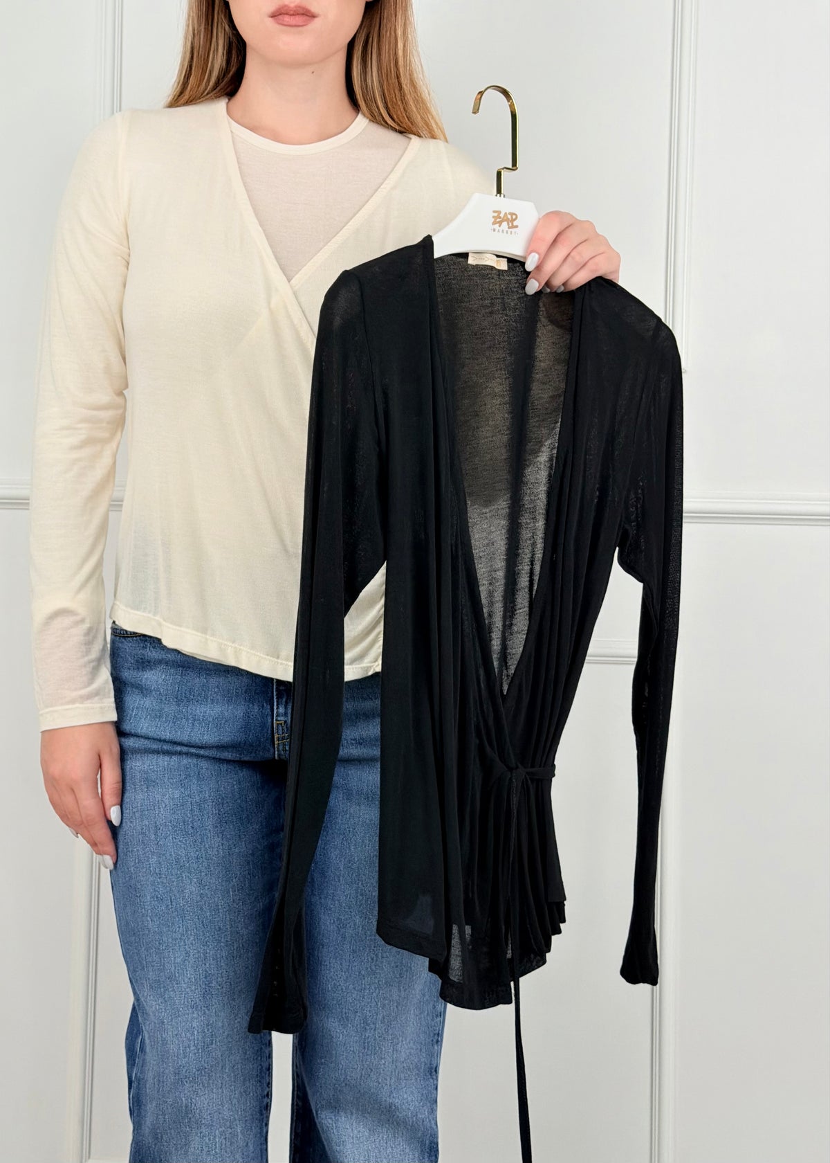 N1053 - MAGLIA CASHMERINA CHIUSURA INCROCIO