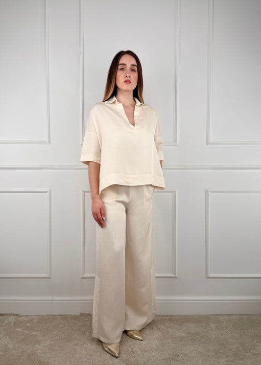 60099SS - GIORGIA&J PANTALONE PALAZZO MISTO LINO E VISCOSA