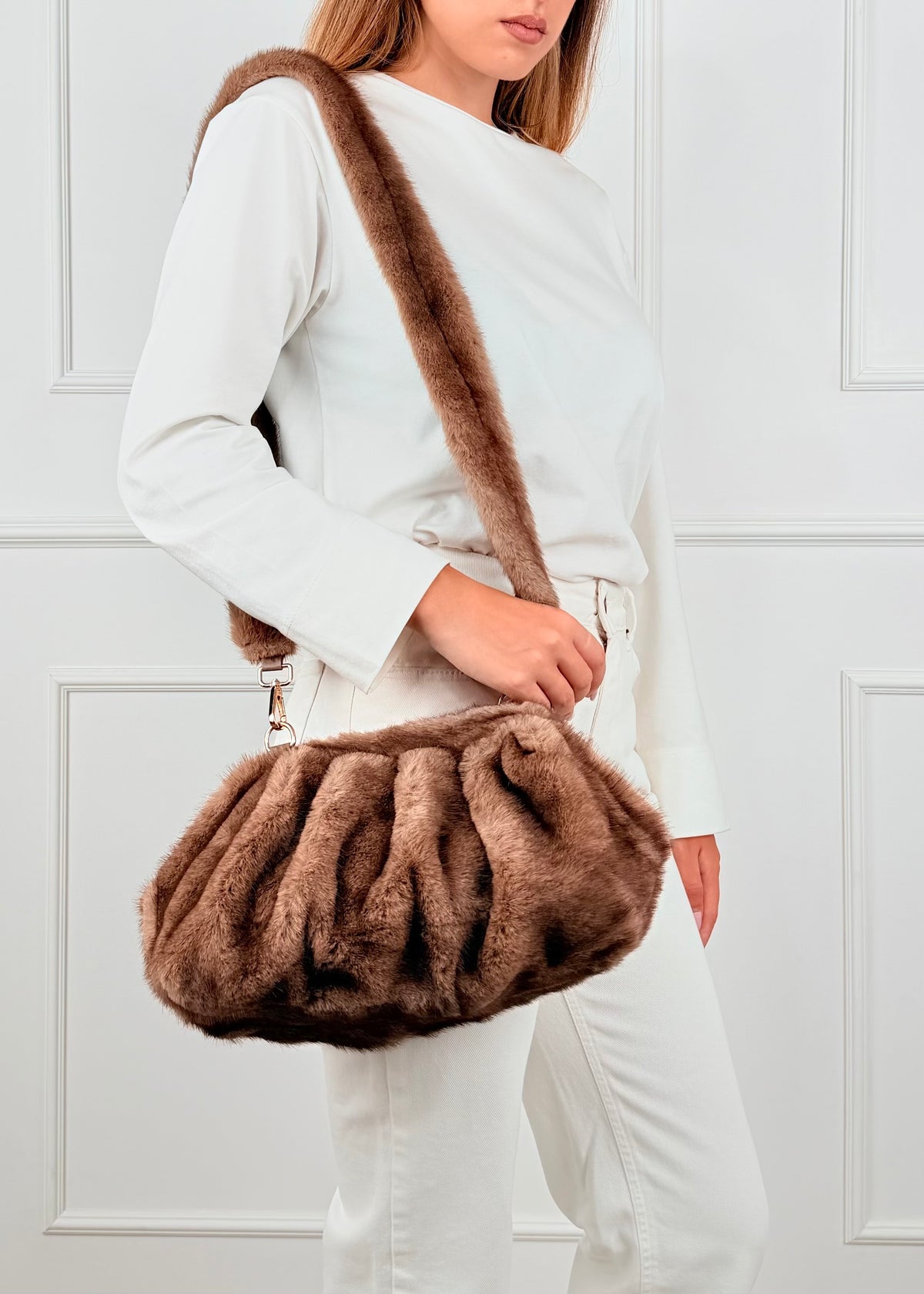 BRS89871 - BORSA CLUTCH IN PELLICCIA SINTETICA