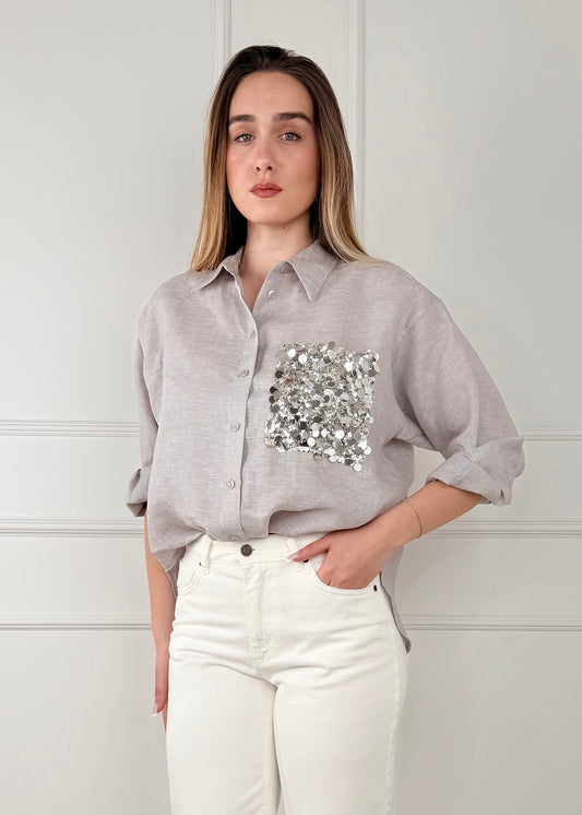S26CE15 - S26CE15 TENSIONE IN CAMICIA IN LINO TASCHINO CON P
