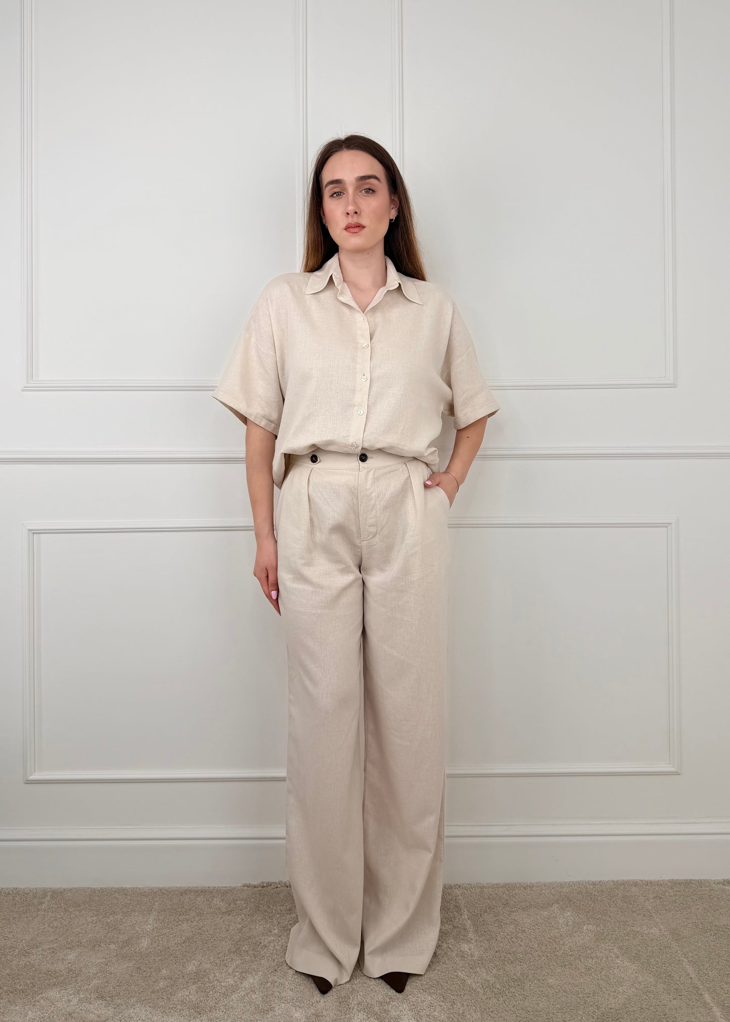 U191050 - BREND PANTALONE GAMBA DRITTA MISTO LINO E VOSCOSA