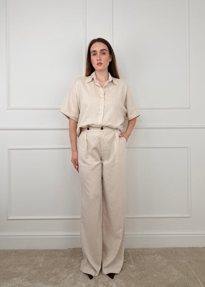 U191050 - BREND PANTALONE GAMBA DRITTA MISTO LINO E VOSCOSA