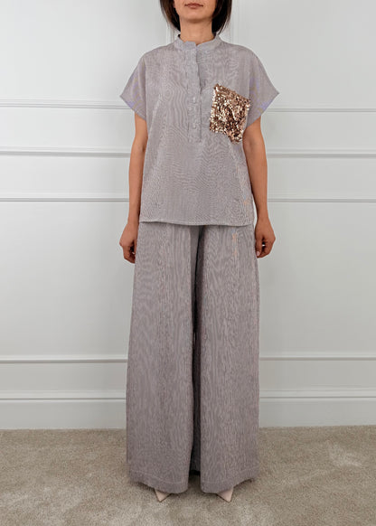 XU1583 - TENSIONE IN PANTALONE PALAZZO FANTASIA RIGHE
