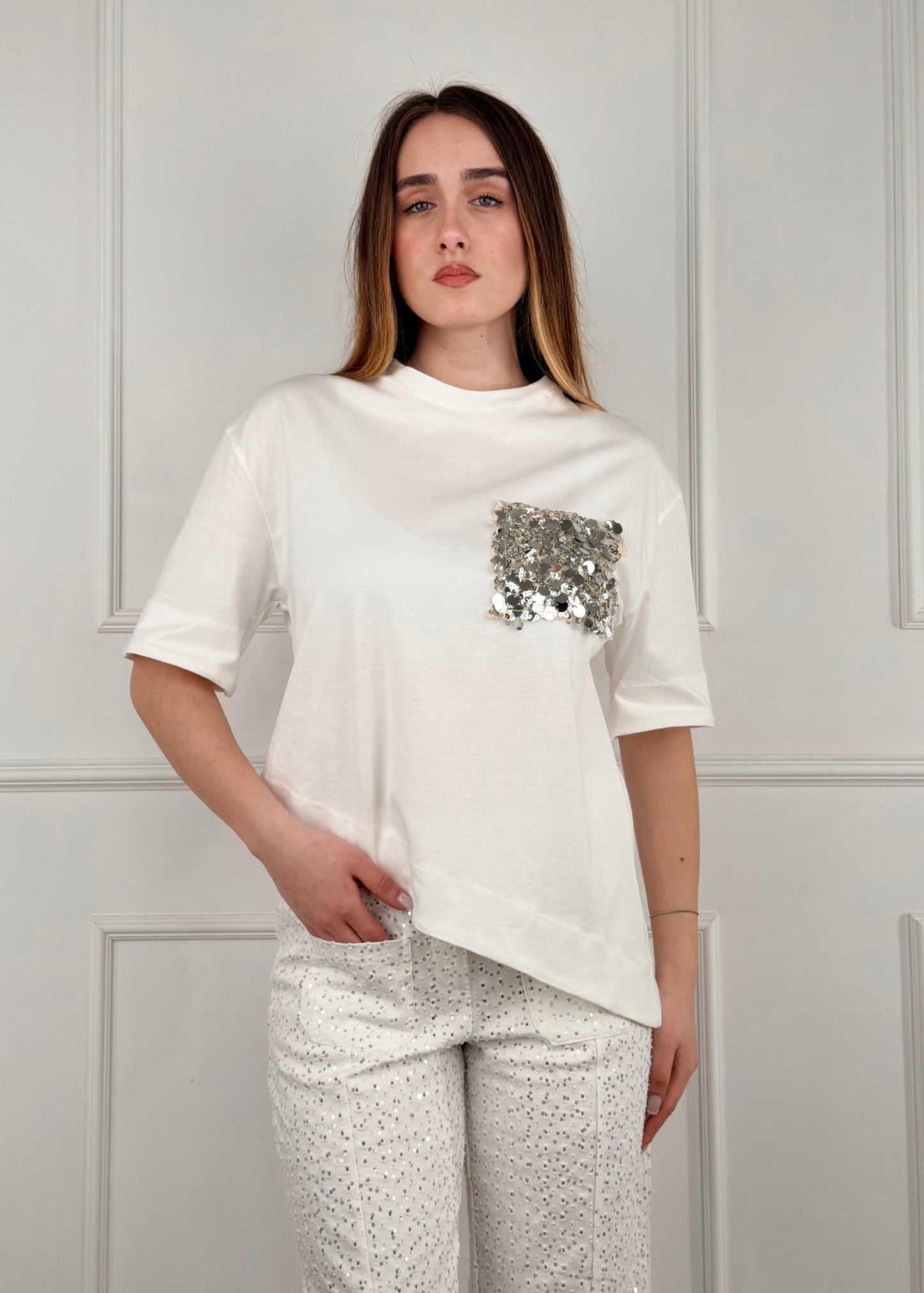 PE260194 - TENSIONE IN T-SHIRT TASCHINO PAILLETTES