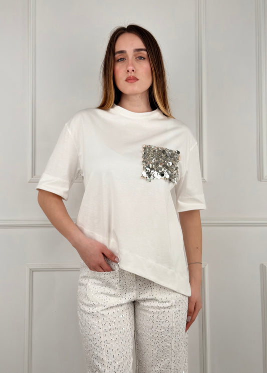 PE260194 - TENSIONE IN T-SHIRT TASCHINO PAILLETTES