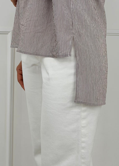 XU1580 - TENSIONE IN CAMICIA RIGHE DETTAGLIO TASCHINO PAILLETTES