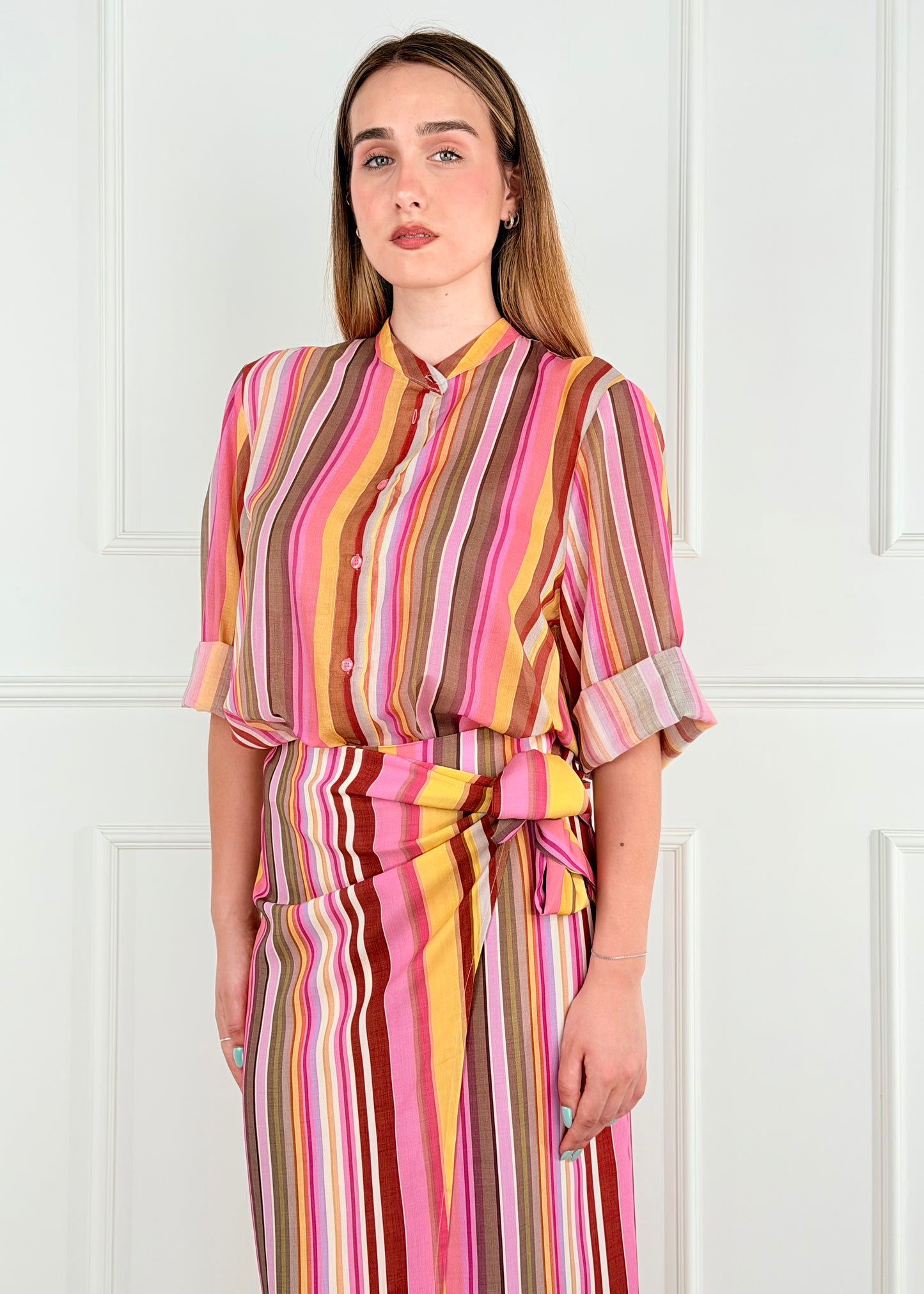 PE260406 - TENSIONE IN CAMICIA RIGA MULTICOLOR IN MUSSOLA DI COTONE