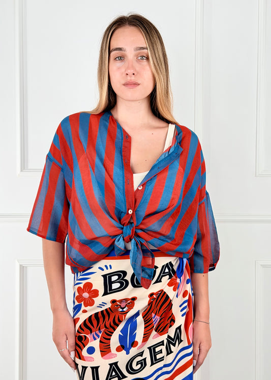 SC26235 - CAMICIA RIGHE MISTO COTONE E SETA