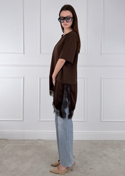 3316 - T-SHIRT CON INSERTI ASIMMETRICI IN PIZZO