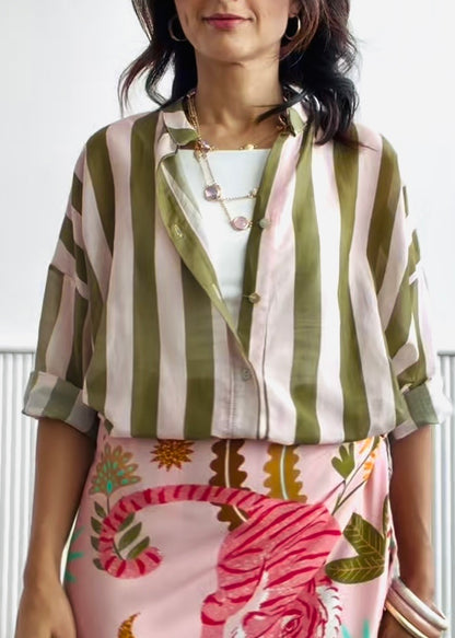 SC26235 - CAMICIA RIGHE MISTO COTONE E SETA