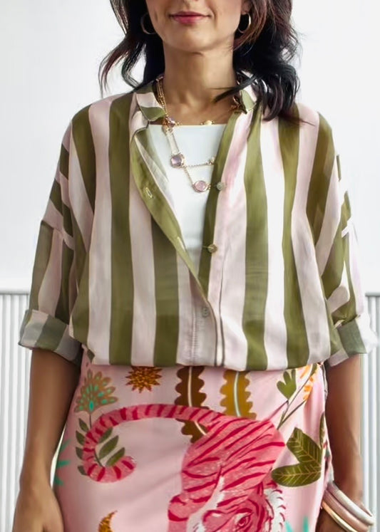 SC26235 - CAMICIA RIGHE MISTO COTONE E SETA