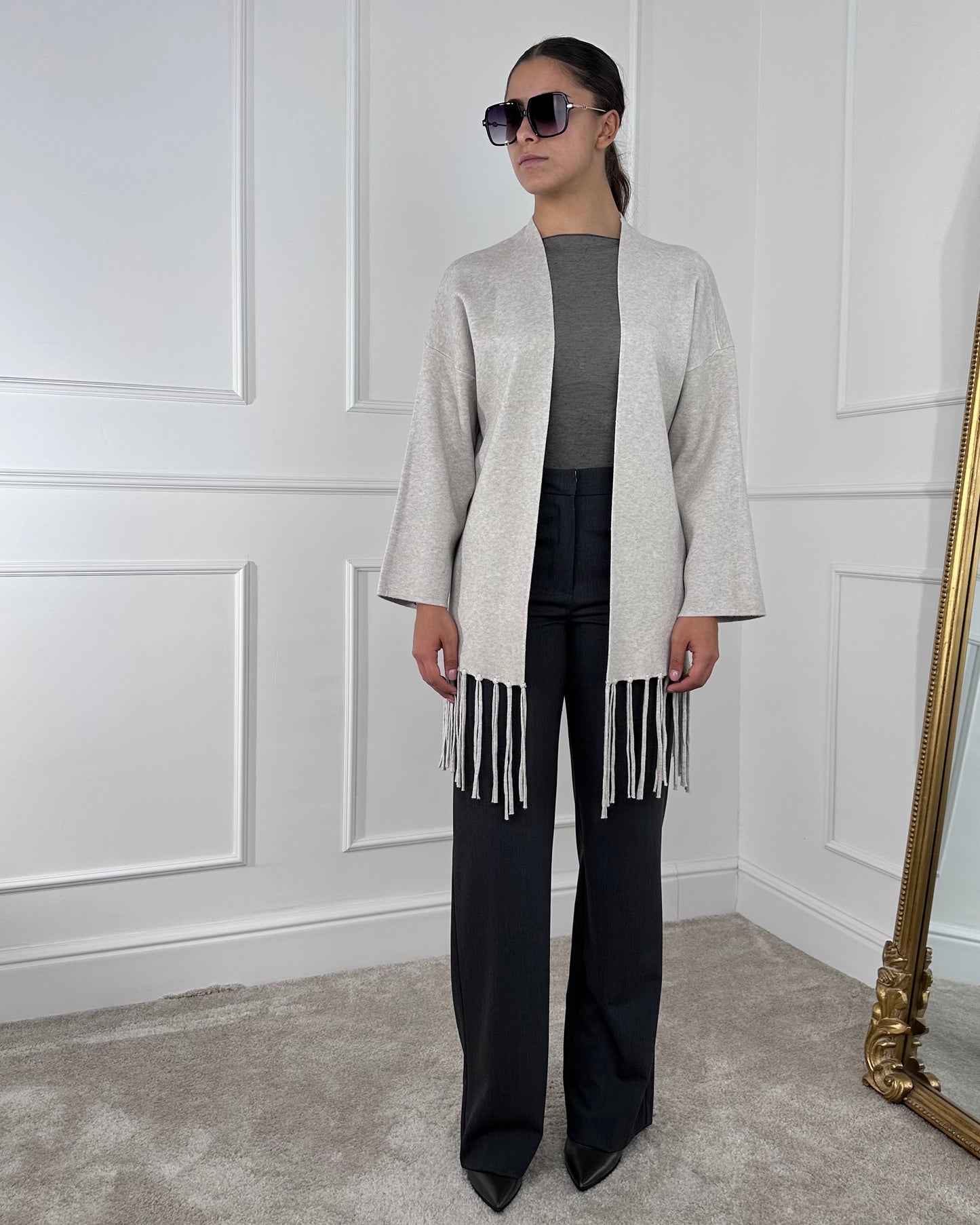 DL7296 MANTELLA/CARDIGAN CON FRANGE