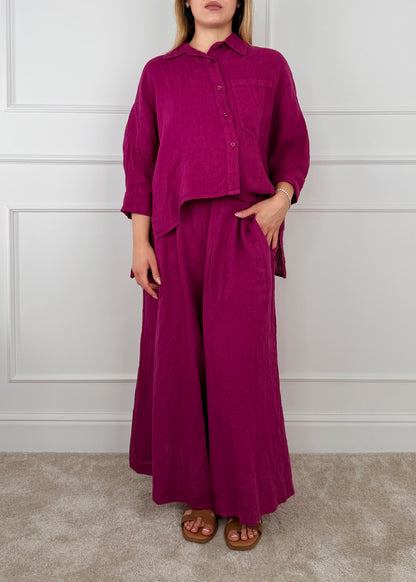 6645 PANTALONE PALAZZO IN LINO