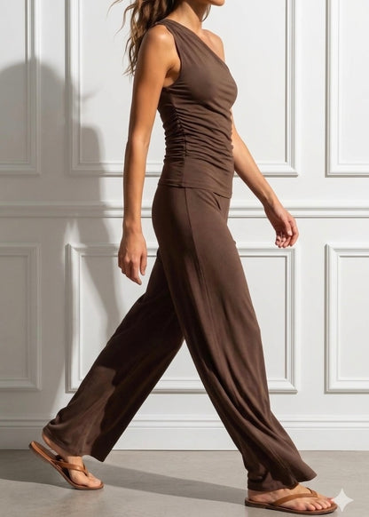 F63953 - BREND PANTALONE PALAZZO IN JERSEY DI VISCOSA