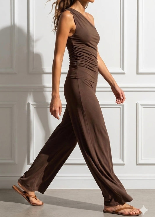 F63953 - BREND PANTALONE PALAZZO IN JERSEY DI VISCOSA