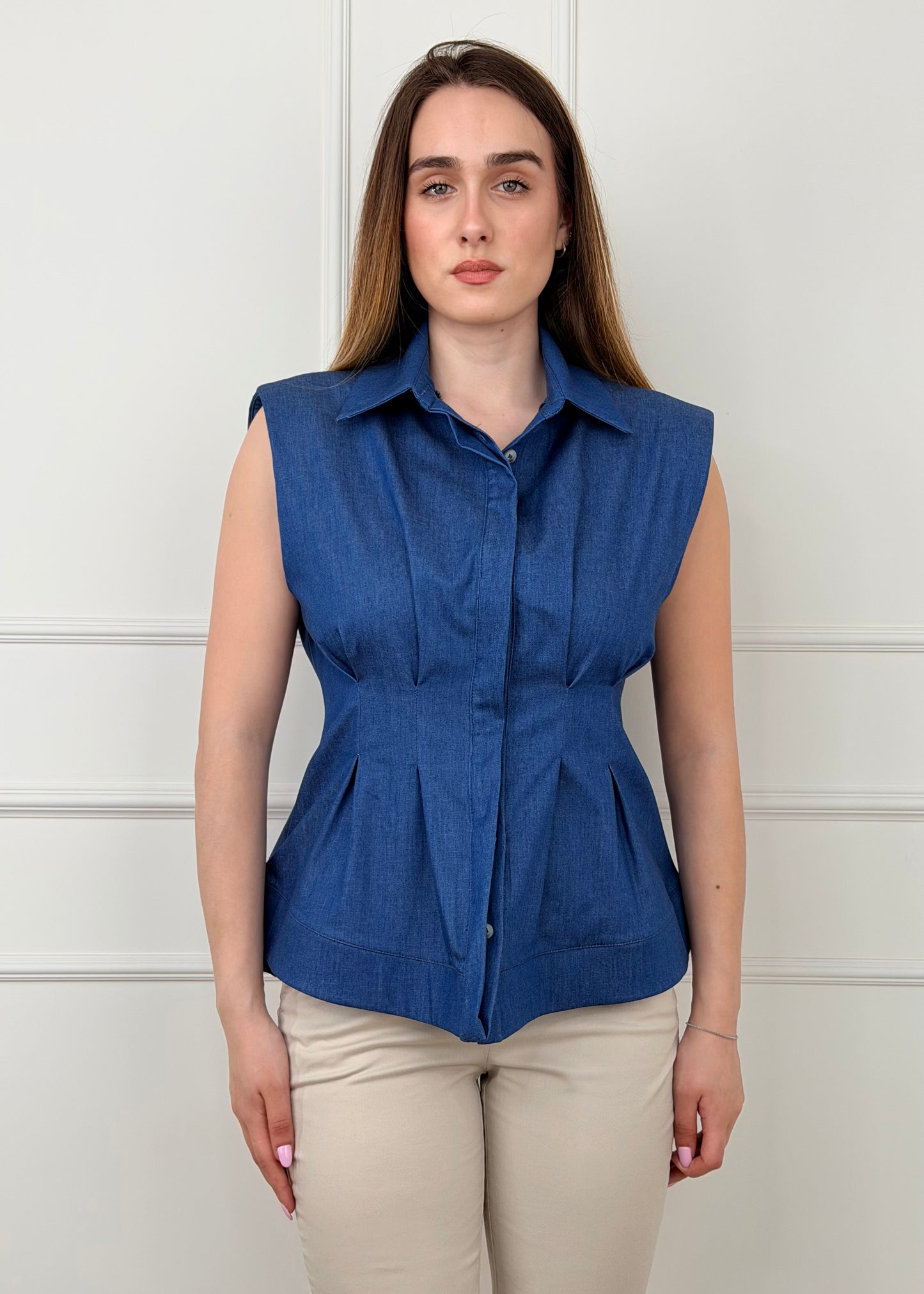 26C5091 - TENSIONE IN CAMICIA SFIANCATA IN CHAMBRAY