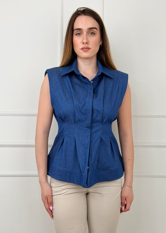 26C5091 - TENSIONE IN CAMICIA SFIANCATA IN CHAMBRAY