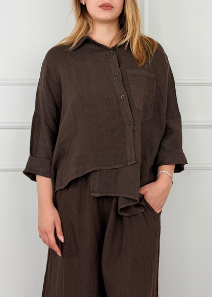 9452 - CAMICIA TAGLIO ASIMMETRICO IN LINO