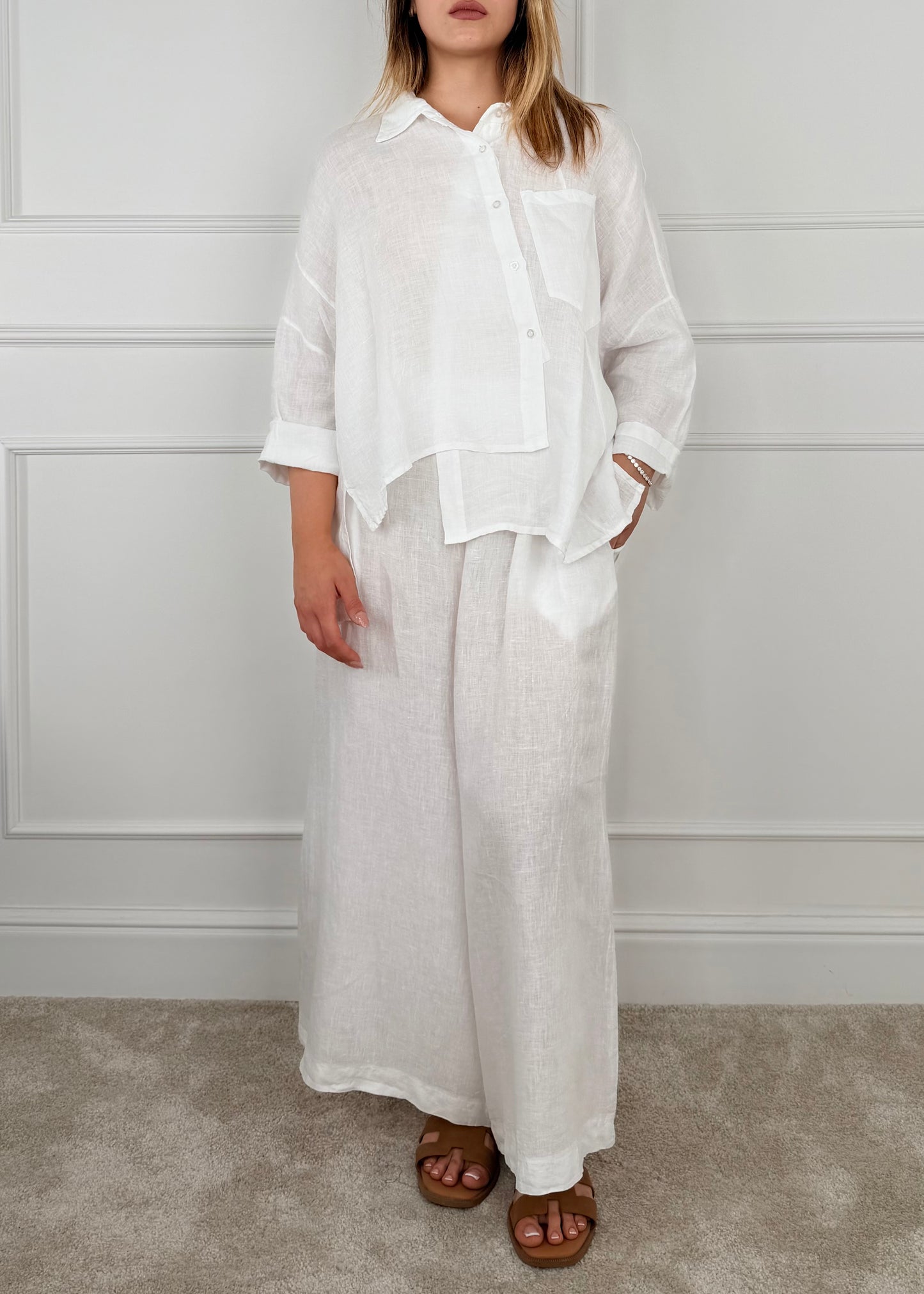 9452 - CAMICIA TAGLIO ASIMMETRICO IN LINO