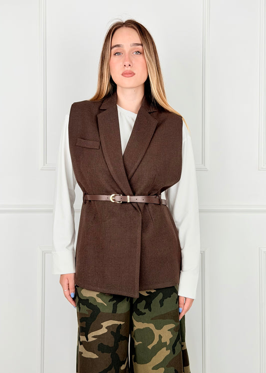 U19155 - BREND GILET CON CINTURA