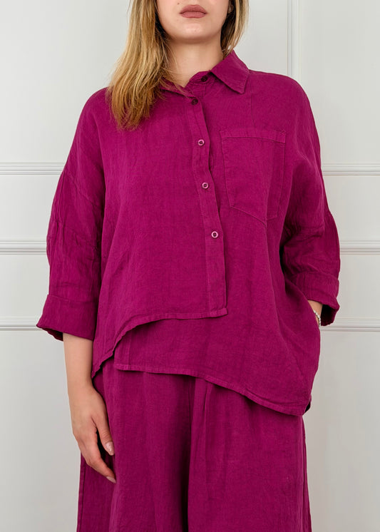 9452 - CAMICIA TAGLIO ASIMMETRICO IN LINO