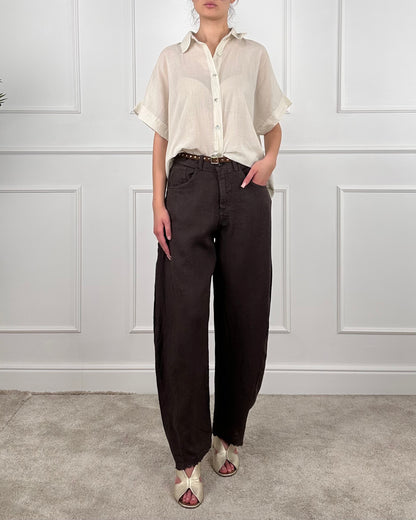 S25PE65 - TENSIONE IN PANTALONE IN LINO BALLOON