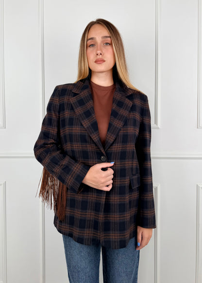 27B6273 - 27B6273 TENSIONE IN GIACCA FRANGE GRIGIO/BORDO