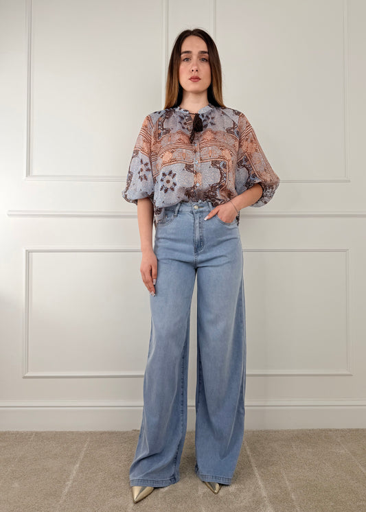 6165 - DENIM PALAZZO IN TESSUTO LEGGERO
