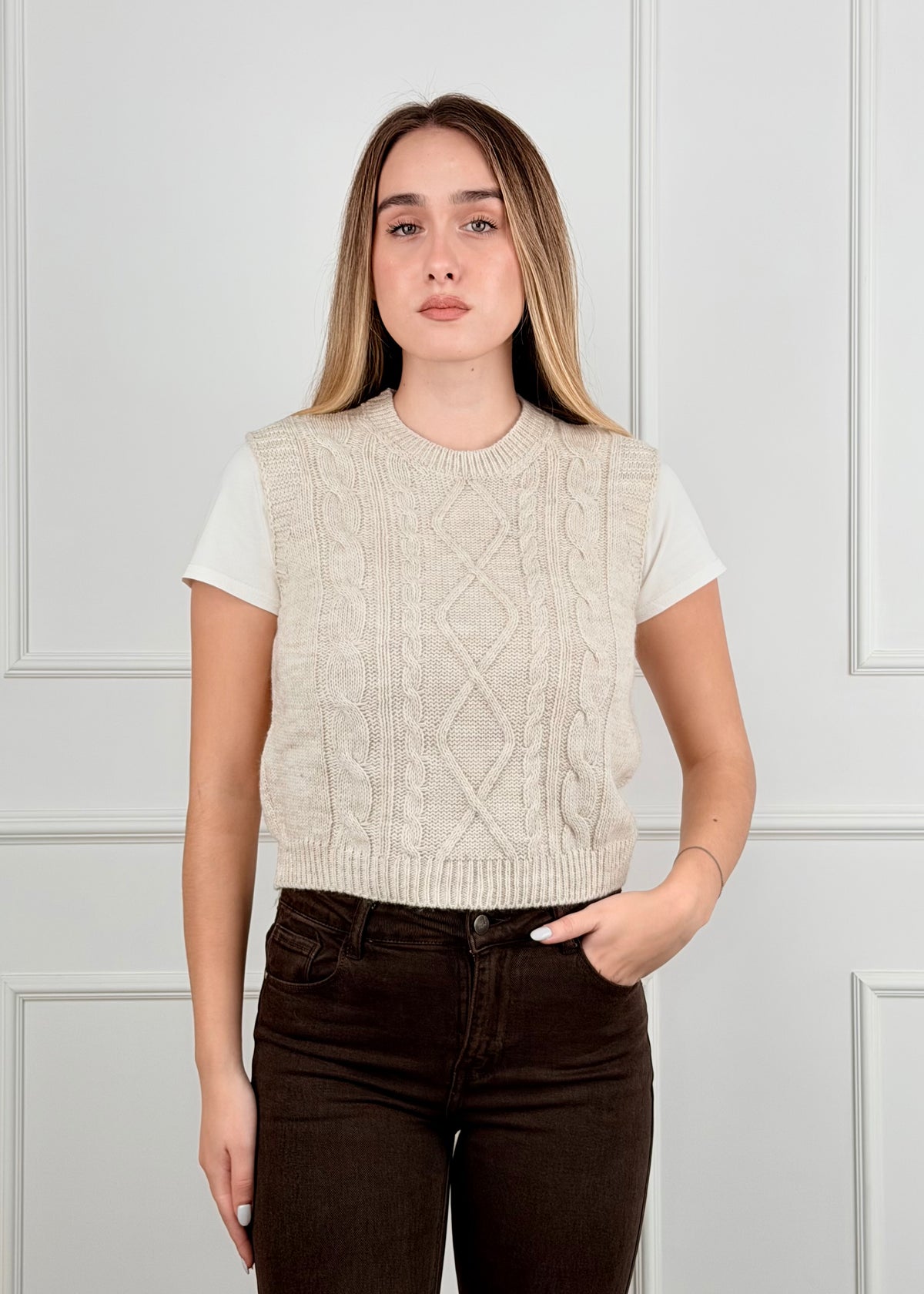 GILET GIADA - GILET CON MOTIVO TRECCIA
