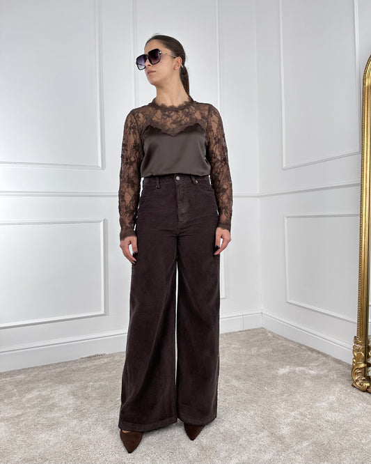 W25PC61 - TENSIONE IN PANTALONE PALAZZO GIUSI VELLUTO MILLERIGHE