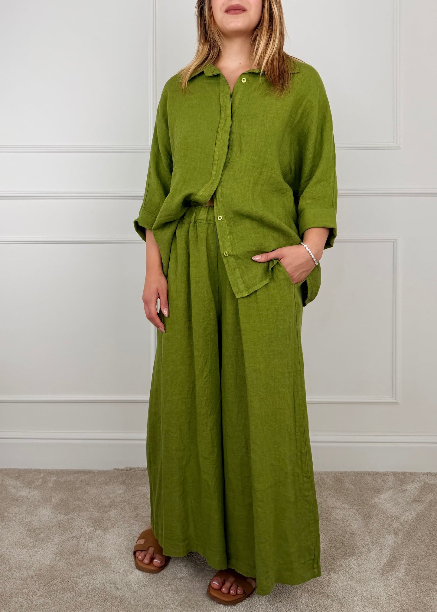 6645 PANTALONE PALAZZO IN LINO