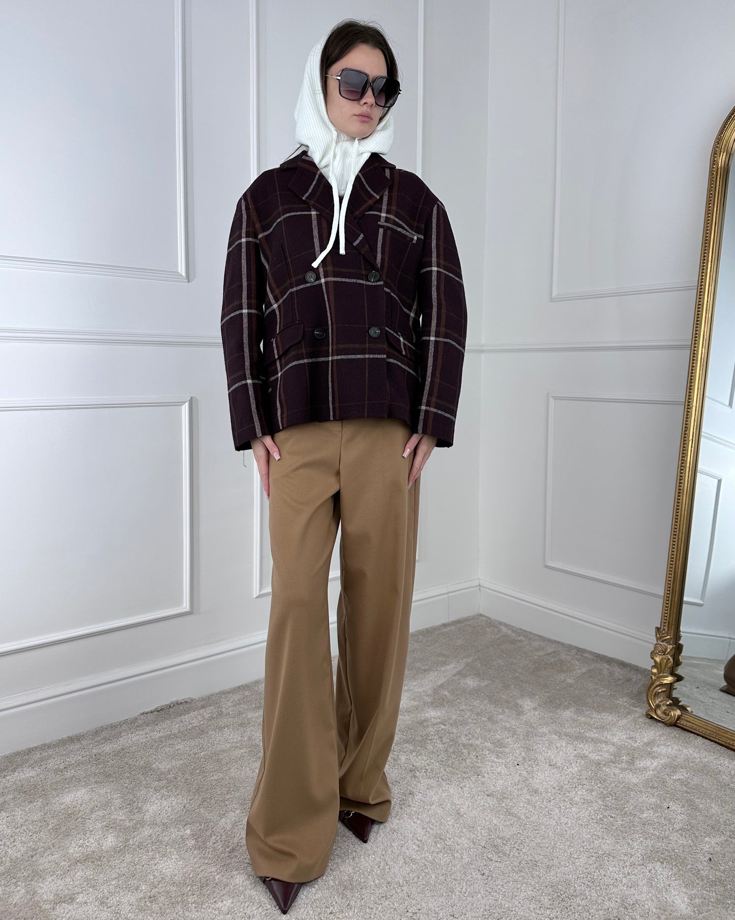 26B1570 - TENSIONE IN GIACCA CHECK MISTO LANA CON BALACLAVA NON CICITO