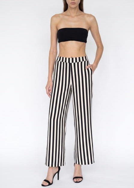C24764V - BREND PANTALONE PALAZZO FANTASIA RIGHE
