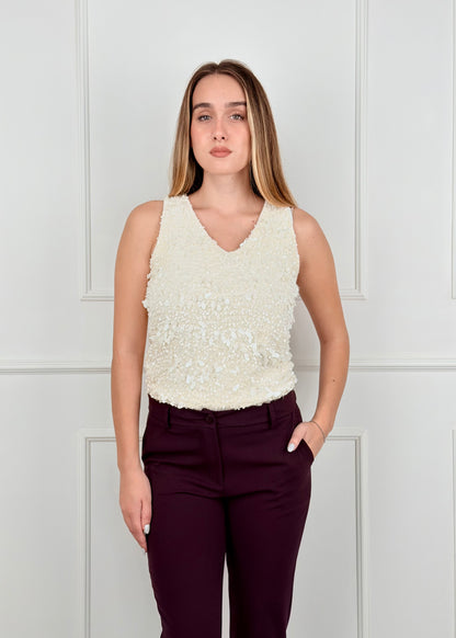 CM20824 - TOP CON APPLICAZIONI PAILLETTES