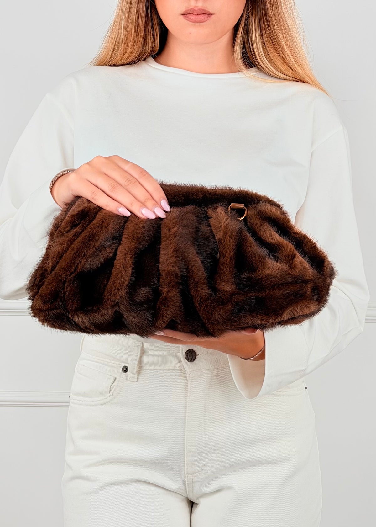 BRS89871 - BORSA CLUTCH IN PELLICCIA SINTETICA